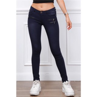 Womens skinny jeans with zips and rhinestones dark blue UK 10 (S)