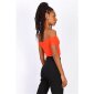 Womens off-the-shoulder crop top with knot orange
