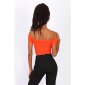 Womens off-the-shoulder crop top with knot orange