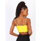 Sexy bauchfreies Damen Top mit gekreuzten Trägern Gelb
