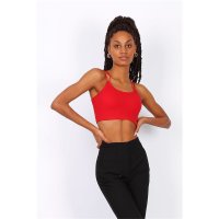 Sexy womens crop top with crossed straps red
