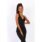 Damen Basic Longtop Tanktop mit Knopfleiste Schwarz