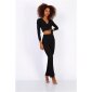 Damen Rippstrick Loungewear-Set Zweiteiler Schwarz