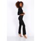 Damen Rippstrick Loungewear-Set Zweiteiler Schwarz