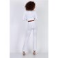 Damen Rippstrick Loungewear-Set Zweiteiler Weiß
