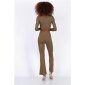 Damen Rippstrick Loungewear-Set Zweiteiler Khaki