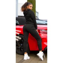 Womens loungewear set hoodie + trousers black