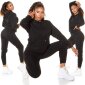 Womens loungewear set hoodie + trousers black