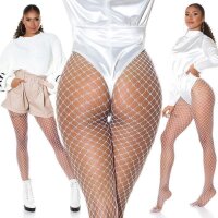 Sexy Damen Fishnet Netz-Strumpfhose Weiß