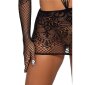 Sexy 2 pcs womens stretch mesh dress with gloves black