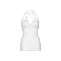 Transparentes Damen Stretch Netzkleid mit Muster Weiß Einheitsgröße (34,36,38)