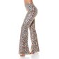 Damen Wetlook Schlaghose Boho-Style Leopard-Optik Multicolor