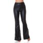 Damen Wetlook Schlaghose Boho-Style Schwarz