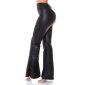 Damen Wetlook Schlaghose Boho-Style Schwarz