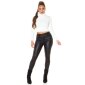 Womens knitted crop sweater with turtle neck creme-white