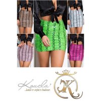 Sexy womens wet look mini skirt with snake print brown