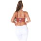 Bauchfreies Damen Träger Crop-Top in Latex-Look Braun