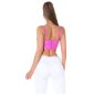 Bauchfreies Damen Träger Crop-Top in Latex-Look Pink