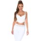 Cropped womens strappy top in latex look white