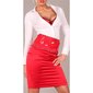 Elegant satin waist skirt with belt red