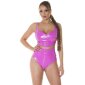 Sexy Damen Highwaist Gogo-Hotpants in Latex-Look Pink