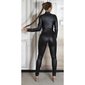 Sexy womens clubwear jumpsuit catsuit with zip wet look black