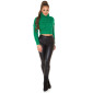 Damen Grobstrick Crop Pullover mit Rollkragen Grün Einheitsgröße (34,36,38)