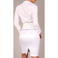 Elegant satin waist skirt with belt white