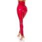 Glänzende Damen Lackhose mit hohem Bund Latex-Look Rot 40 (XL)