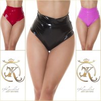 Sexy womens high waist gogo hot pants in latex look fuchsia UK 12 (M)