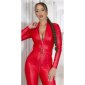 Sexy womens clubwear jumpsuit catsuit with zip wet look red UK 16 (XL)