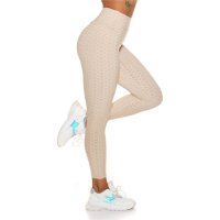 Womens sport leggings trousers with high waist beige