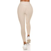Womens sport leggings trousers with high waist beige