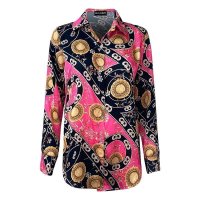 Elegant womens blouse with multicolour paisley pattern...