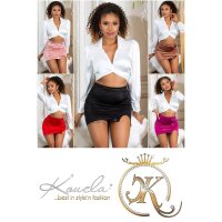Short womens satin mini skirt with side slit red