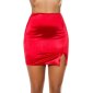 Short womens satin mini skirt with side slit red