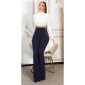 Elegant womens high waist flare trousers with buttons navy UK 10 (S)