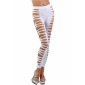 Sexy clubwear leggings with cut-outs at the sides white Onesize (UK 8,10,12)