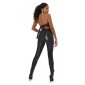 Cropped womens halterneck wrap top faux leather black