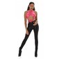 Bauchfreies Damen Neckholder-Wickeltop aus Lederimitat Pink
