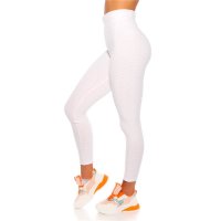 Womens high waist sport leggings with pattern white UK 14/16 (L/XL)