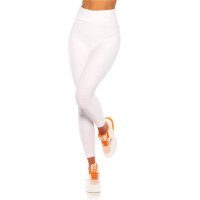 Womens high waist sport leggings with pattern white UK 14/16 (L/XL)
