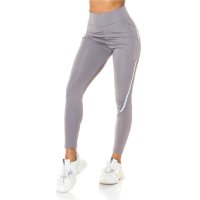 Womens high waist sport leggings with phone pockets grey