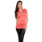 Elegantes Damen Kurzarm-Shirt in Military-Look Coral