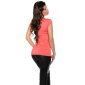 Elegantes Damen Kurzarm-Shirt in Military-Look Coral
