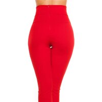 Elegante Damen High Waist Stoffhose mit Knöpfen Rot