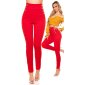 Elegante Damen High Waist Stoffhose mit Knöpfen Rot