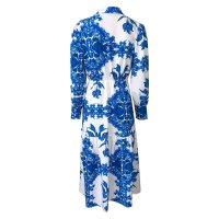 Long womens summer maxi dress with paisley pattern white/blue