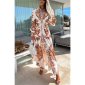 Long womens summer maxi dress with paisley pattern creme/brown