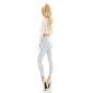 Sexy womens high waist skinny jeans with lacing light blue UK 14 (L)